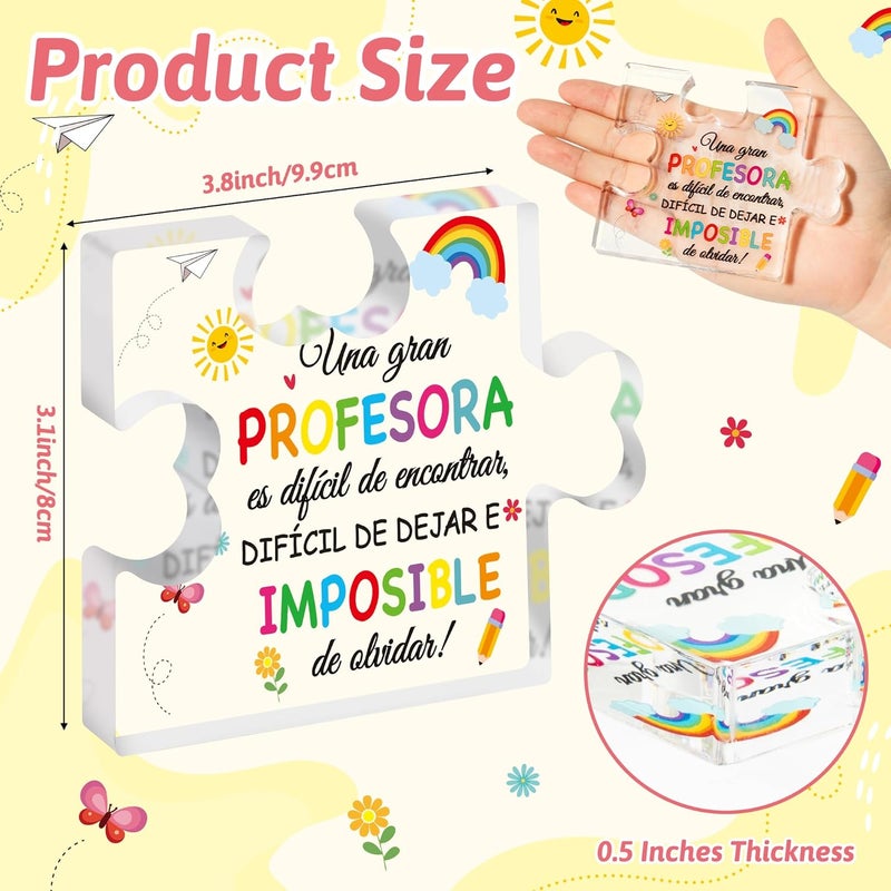 Yopyame Spanish Teacher Appreciation Gifts - Regalos para Maestra Acrylic Gift for Teacher Thank You Gifts for Teachers from Student End of Year Graduation Christmas Birthday Acrylic Gift for Teachers - Image 2